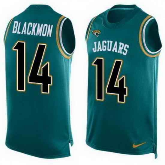 Nike Jaguars #14 Justin Blackmon Teal Green Team Color Mens Stitched NFL Limited Tank Top Jersey